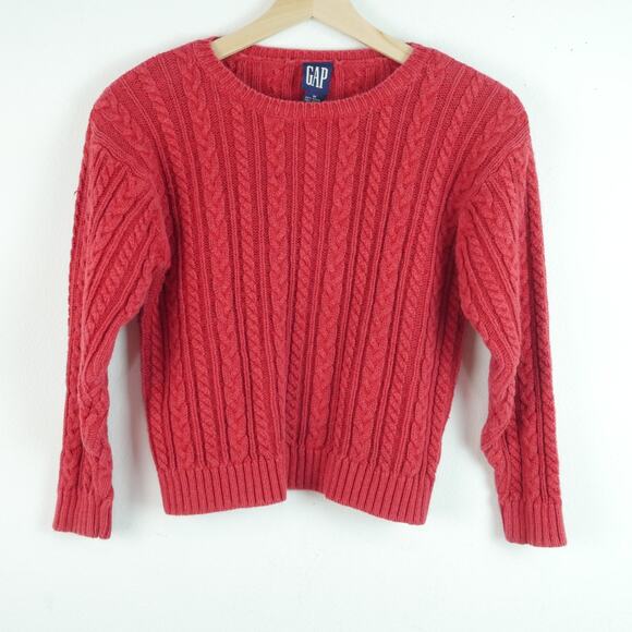 Vintage Gap Medium Sweater Red Cable Knit 90s Preppy Crop Classic Normcore - Picture 1 of 7